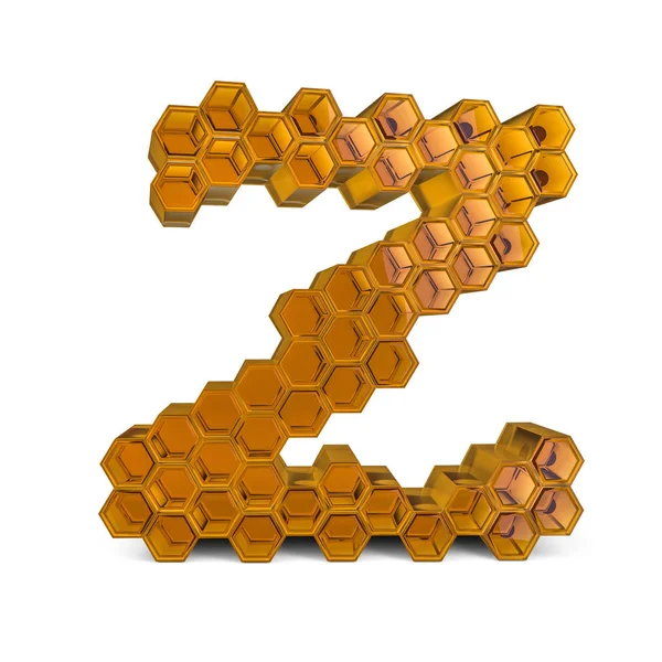 Letra mayúscula Z. mayúscula. Fuente naranja brillante nido de abeja. 3D —  Fotos de Stock