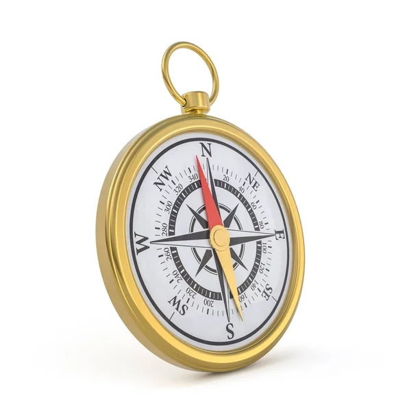 Klasický kompas izolovaný na bílém pozadí. 3D — Stock fotografie