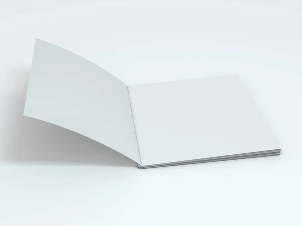 Opuscolo fotorealistico bianco mockup su sfondo bianco. 3D — Foto Stock