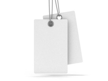 Beyaz etiketli ya da beyaz arka planda fiyat etiketi. 3d