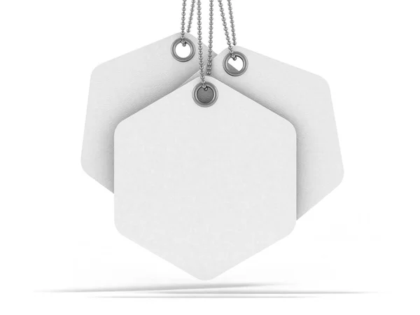 Білий ярлик або цінник на білому тлі. тривимірний — стокове фото