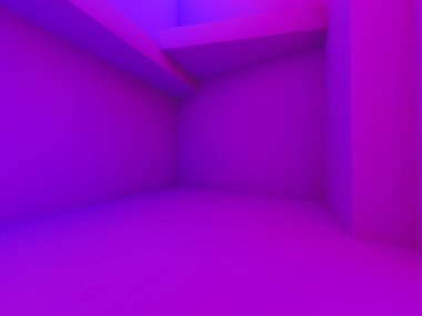 Soyut modern mimari arka plan, boş açık uzay menekşesi iç mekan. 3d oluşturma