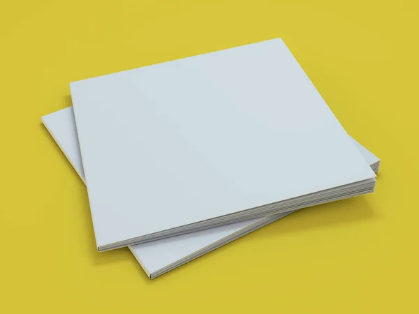 Fotorealistische Broschüren Attrappe Auf Gelbem Hintergrund Rendering — Stockfoto