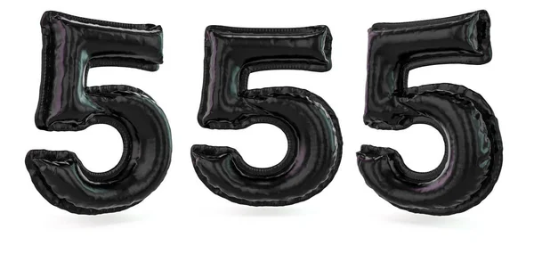 5号数字标志 背景上是可充气的黑色气球 3D渲染 — 图库照片