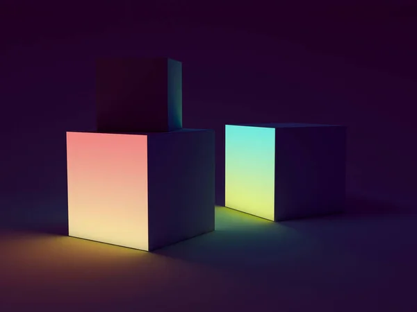 Lightbox Cubos Coloridos Sobre Fundo Preto Renderização — Fotografia de Stock