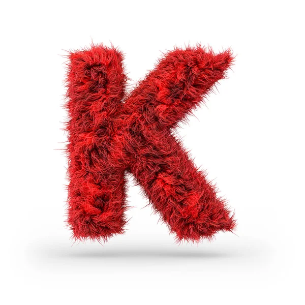 Kapitalbrev Uppercase Rött Fluffigt Och Lurvigt Typsnitt Rendering — Stockfoto