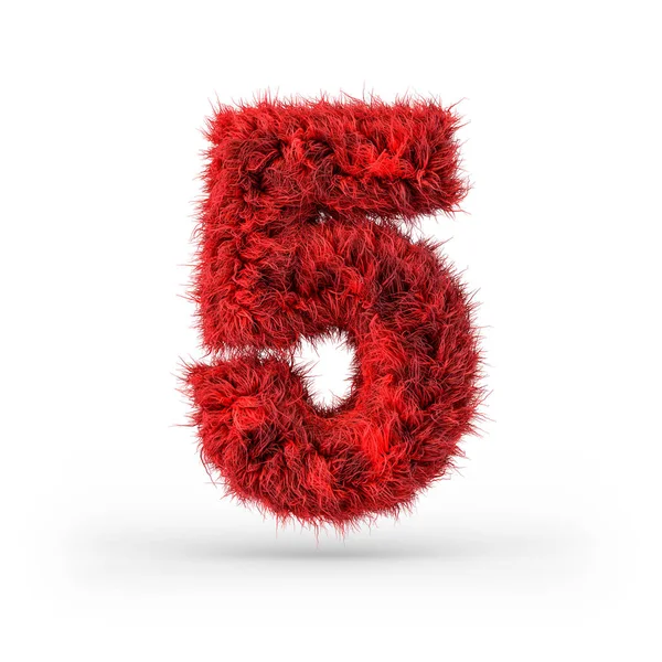 Number Digital Sign Red Fluffy Furry Font Rendering — Stock Photo, Image