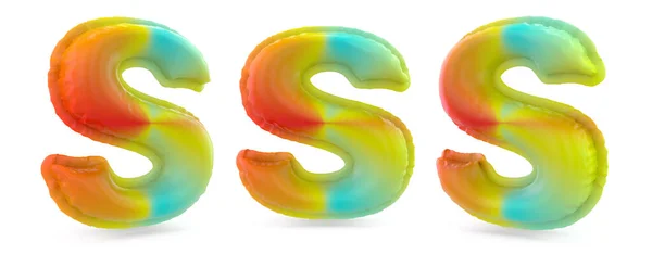 大文字のS大文字 背景に膨脹可能な多色気球 3Dレンダリング — ストック写真