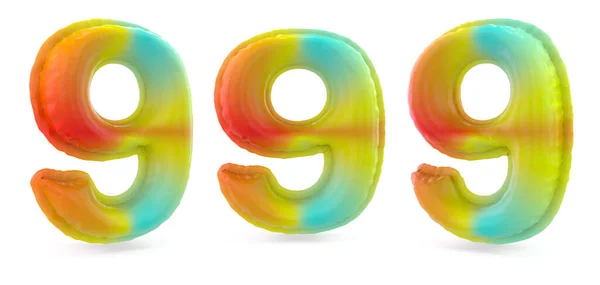Номер Цифровой Знак Надувной Многоцветный Шарик Заднем Плане Рендеринг — стоковое фото
