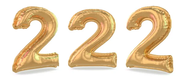 Nummer Twee Digitaal Bord Opblaasbare Gouden Ballon Achtergrond Weergave — Stockfoto