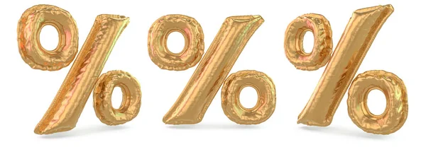 Percent Symbol Digital Sign Inflatable Gold Balloon Background Rendering — Stock Photo, Image