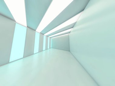 Soyut modern mimari arka plan, boş açık alan iç mekanı. 3B görüntüleme