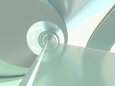 Soyut modern mimari arka plan, boş açık alan iç mekanı. 3B görüntüleme