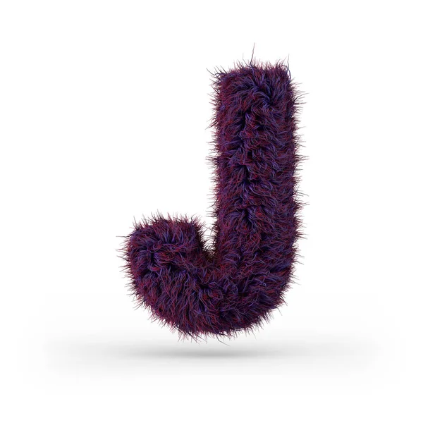 Столична Літера Uppercase Фіолетовий Пухнастий Пухнастий Шрифт Візуалізація — стокове фото