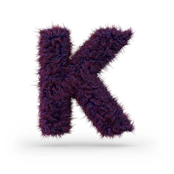 Kapitalbrev Uppercase Lila Fluffiga Och Lurviga Teckensnitt Rendering — Stockfoto