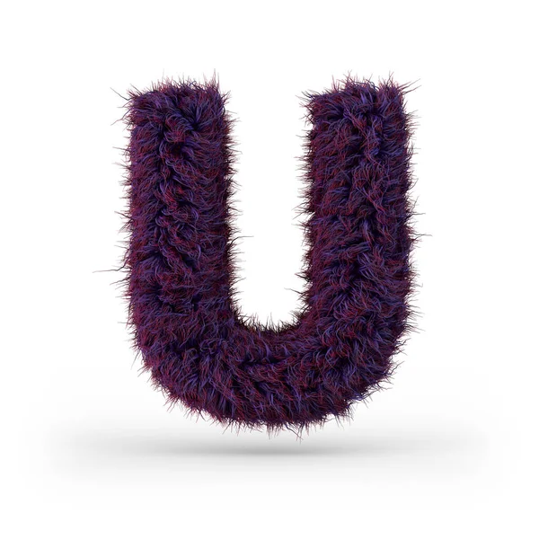 Столична Літера Uppercase Фіолетовий Пухнастий Пухнастий Шрифт Візуалізація — стокове фото