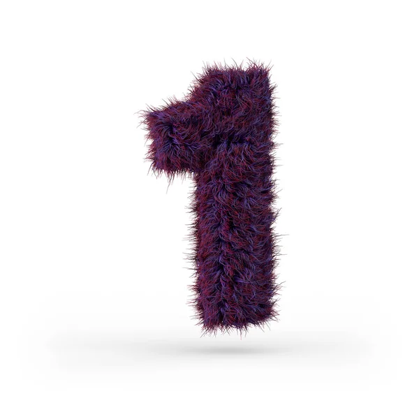 Номер Цифровий Знак Фіолетовий Пухнастий Пухнастий Шрифт Візуалізація — стокове фото