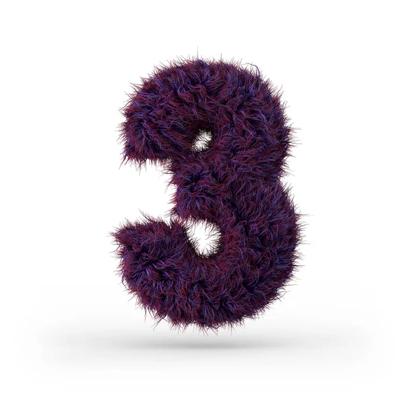 デジタルサイネージ 紫色のふわふわと毛皮のフォント 3Dレンダリング — ストック写真
