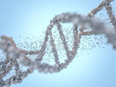 DNA chain. Abstract scientific background. Beautiful illustraion. Biotechnology, biochemistry, genetics and medicine concept. 3D rendering clipart