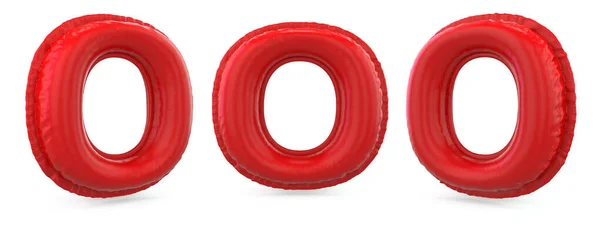 大写字母O Uppercase 背景上有可充气的红色气球 3D渲染 — 图库照片