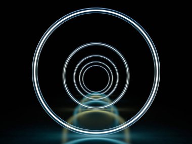 Çizgilerin neon soyut arkaplanı. 3B görüntüleme