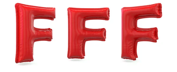 大文字のF大文字 背景に赤い風船を膨らませます 3Dレンダリング — ストック写真