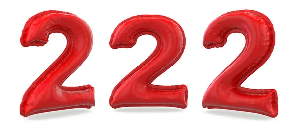 Nummer Twee Digitaal Bord Opblaasbare Rode Ballon Achtergrond Weergave — Stockfoto