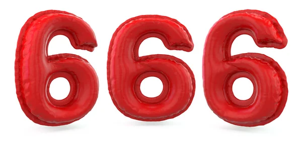 Nummer Sex Digital Skylt Uppblåsbar Röd Ballong Bakgrunden Rendering — Stockfoto