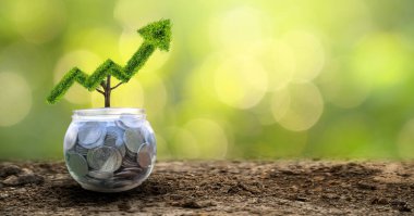 Büyüme işi. Ağaç, finansal iş büyümesi kavramlarına işaret ederek bir şekil alır..