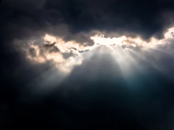 Sun Rays through Dark Clouds — Stock Photo, Image