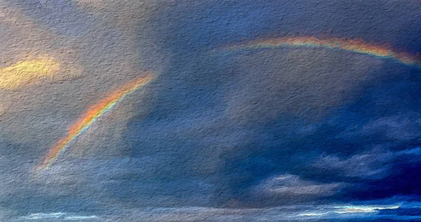 Rainbow in Dark Cloud Royalty Free Stock Images