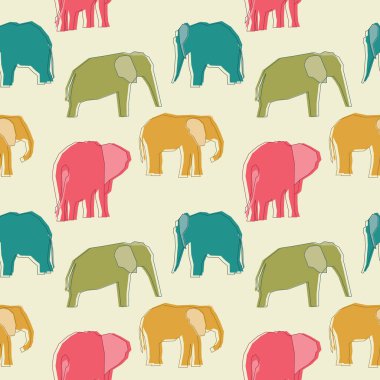 Vector elephants seamless pattern background.