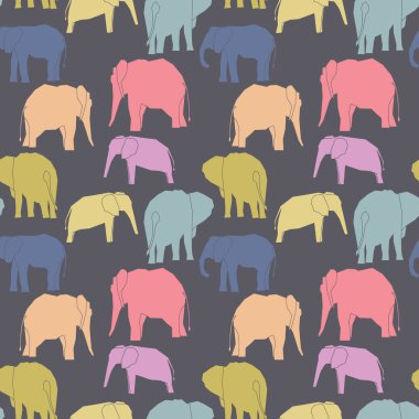 Vector elephants seamless pattern background.