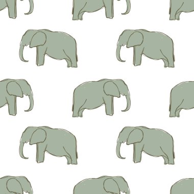 Vector elephants seamless pattern background.