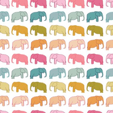 Vector elephants seamless pattern background.