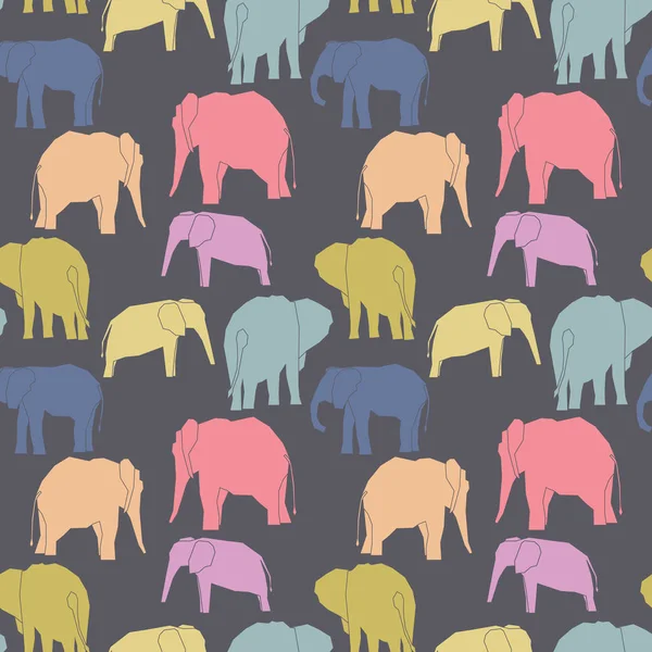 Vector elephants seamless pattern background. — Stock vektor
