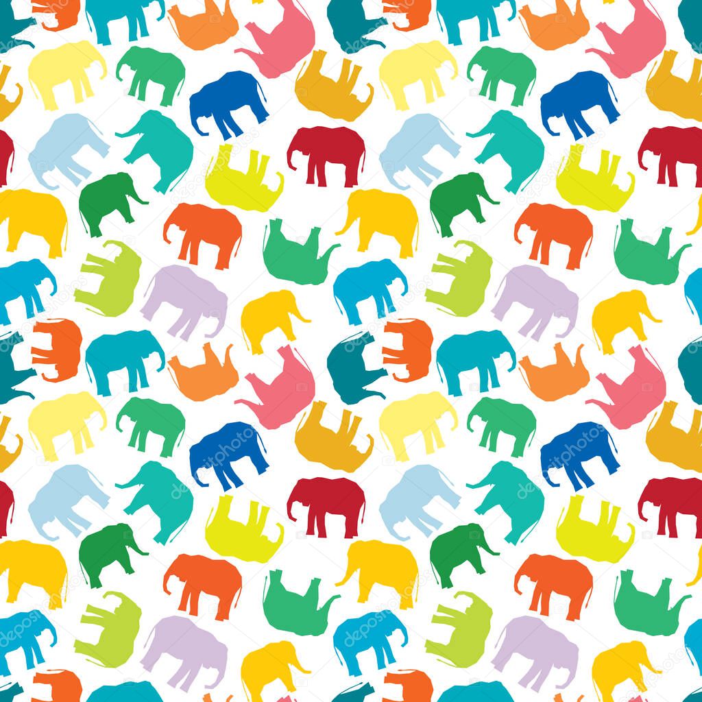 Vector elephants seamless pattern background.