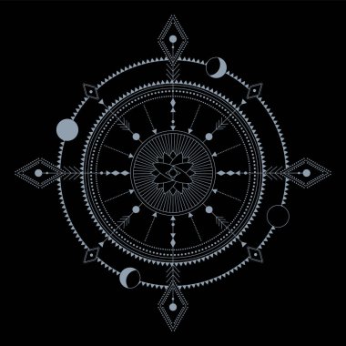 Vektör okült cadı ve sihirli sembol. İyi şans kristalleri, mücevherler, tılsımlar, büyüler. Kumaş, poster, talep ürünleri ve afişler için kullan.