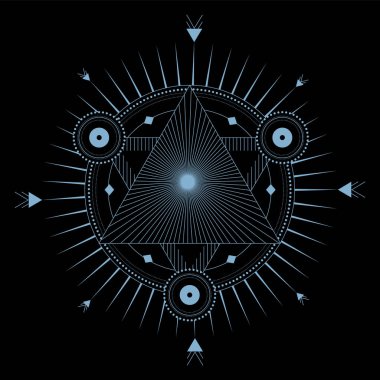 Vektör okült cadı ve sihirli sembol. İyi şans kristalleri, mücevherler, tılsımlar, büyüler. Kumaş, poster, talep ürünleri ve afişler için kullan.