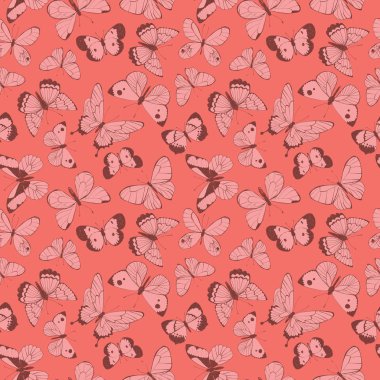 Rengarenk uçan kelebek desensiz arka plan. Tekstil tasarımı, moda baskıları, kağıt arkaplan ve talep ürünleri üzerine baskı için mükemmel.