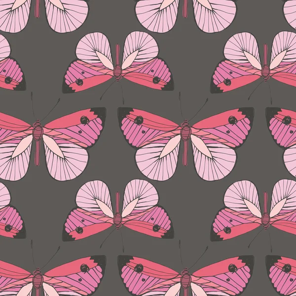 Vector Bunte Fliegende Schmetterlinge Nahtlose Muster Hintergrund Perfekt Für Textildesign — Stockvektor