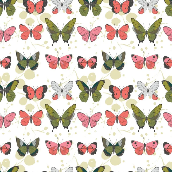 Vector Bunte Fliegende Schmetterlinge Nahtlose Muster Hintergrund Perfekt Für Textildesign Vektorgrafiken