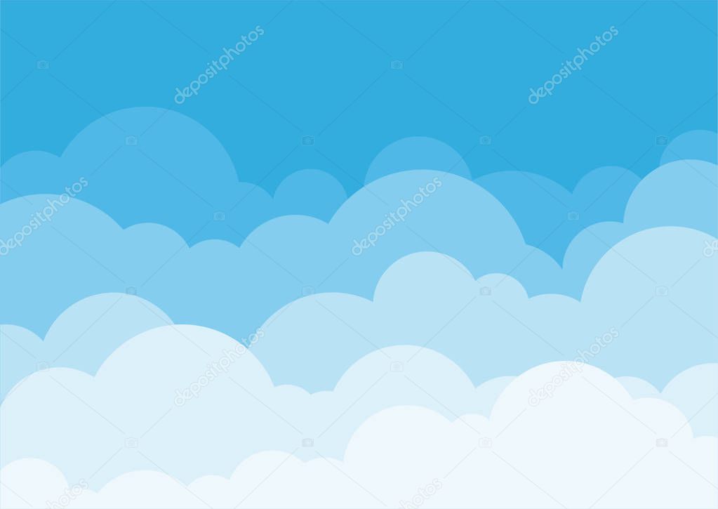 Blue sky background with cloud set on top landscape illustration