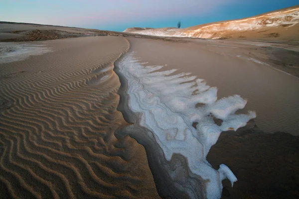 Paisaje Invernal Las Dunas Arena Silver Lake Silver Lake State —  Fotos de Stock