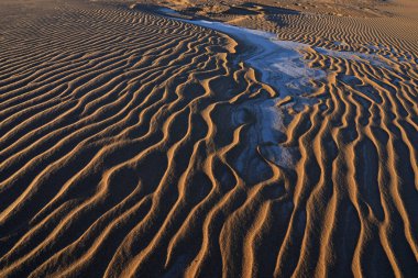 Kum ve kar deseni, kış, Silver Lake Kum tepeleri, Silver Lake State Park, Michigan, Usa