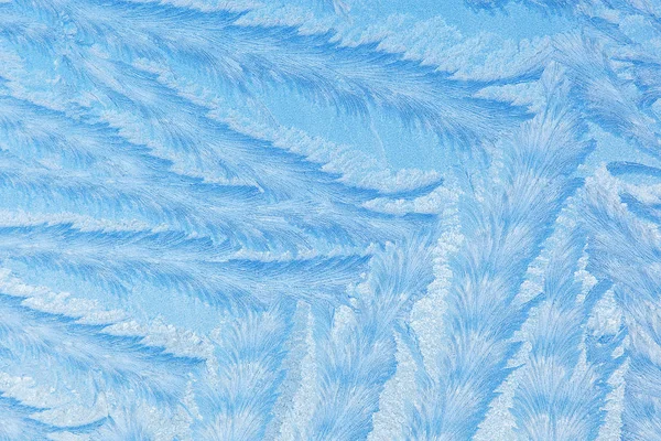 Παγωμένος Σχηματίζεται Σχέδια Στο Τζάμι Του Παραθύρου Ένα Κρύο Χειμωνιάτικο — Φωτογραφία Αρχείου