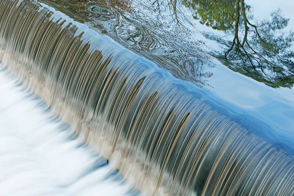 Landscape Battle Creek River Cascade Distorted Reflections Trees Calm Water — Stock Photo, Image