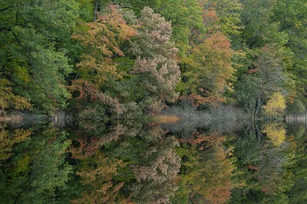 Herbstliche Landschaft Ufer Des Warner Sees Mit Spiegelbildern Ruhigen Wasser — Stockfoto