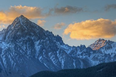 Kozalaklı sonbahar manzarası, Dallas Bölgesi, San Juan Dağları, Colorado, Usa
