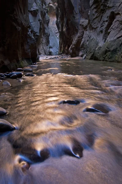 Landscape Virgin River Narrows Captured Motion Blur Zion National Park — Stock Photo, Image
